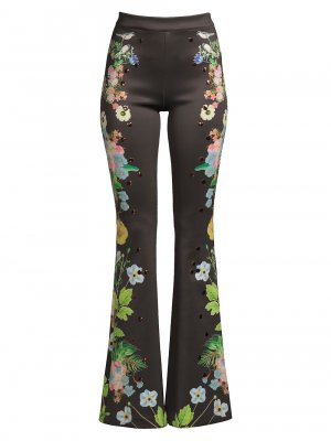 Расклешенные брюки с цветочным принтом , черный Cynthia Rowley