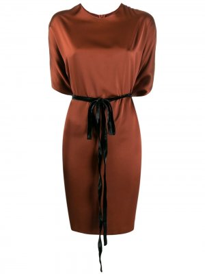 Платье-футболка с поясом Blanca Vita. Цвет: коричневый