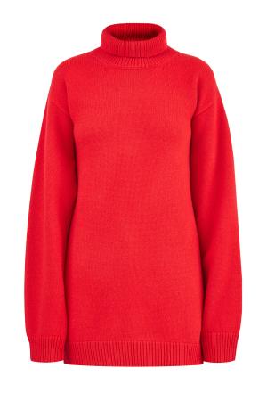 Oversize-свитер из шерстяной пряжи с высоким воротом ALEXANDER TEREKHOV. Цвет: красный
