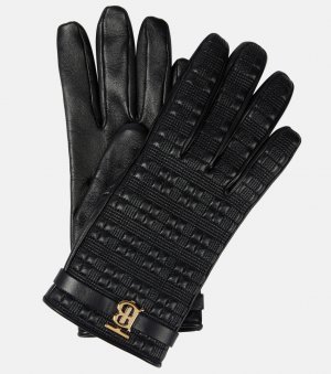 Стеганые кожаные перчатки , черный Burberry