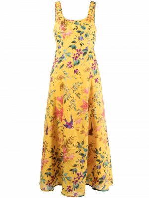 Расклешенное платье с цветочным принтом ZIMMERMANN. Цвет: желтый