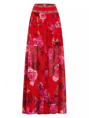 Широкие брюки из шелка с цветочным принтом Camilla, цвет italian rosa CAMILLA