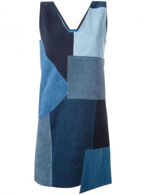 Джинсовое лоскутное платье Marten Mih Jeans. Цвет: синий