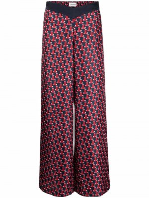Graphic-print wide leg silk trousers LANVIN. Цвет: красный