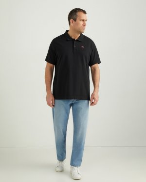 Мужская классическая рубашка-поло с короткими рукавами черного цвета, большие размеры Levi's, черный Levi's