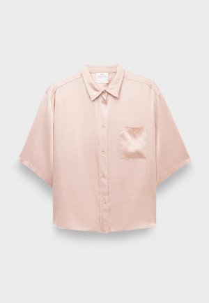 Блуза Forte stretch silk satin short sleeves shirt petalo. Цвет: розовый