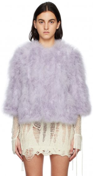 Пурпурная куртка с перьями Yves Salomon