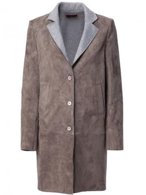 Пальто с контрастными лацканами Stouls. Цвет: серый