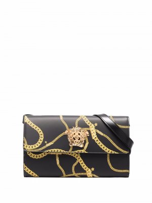 Сумка на плечо с декором Medusa Versace. Цвет: черный