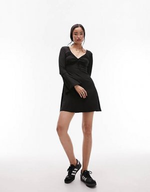 Черное чайное платье мини из джерси Topshop