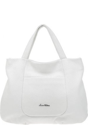 Вместительная кожаная сумка с карманами Azaro. Цвет: белый