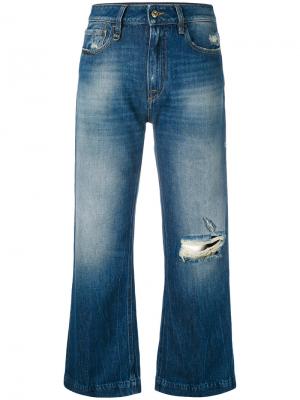Укороченные джинсы с потертой отделкой Cycle. Цвет: синий