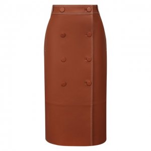 Кожаная юбка Escada. Цвет: коричневый