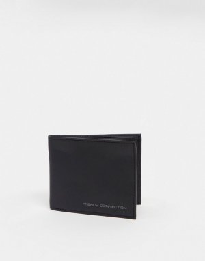 Кожаный бумажник c логотипом с эффектом металлик Рremium-Черный цвет French Connection
