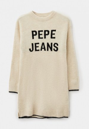 Платье Pepe Jeans. Цвет: бежевый