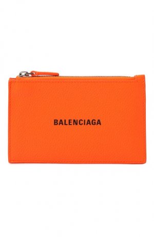 Кожаный футляр для кредитных карт Balenciaga. Цвет: оранжевый