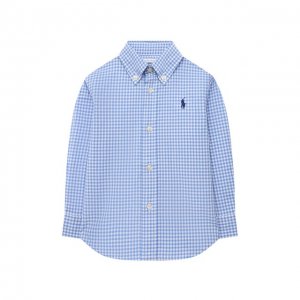 Хлопковая рубашка Polo Ralph Lauren. Цвет: синий