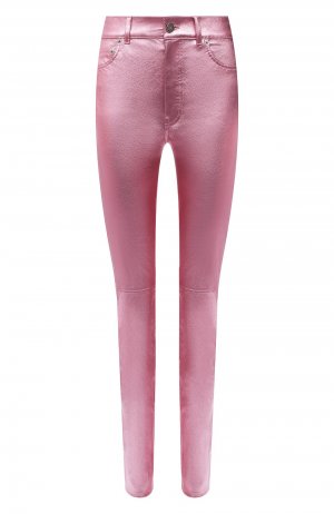 Кожаные брюки Saint Laurent. Цвет: розовый