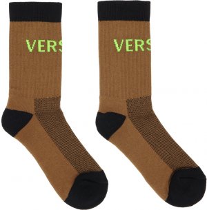 Коричнево-черные носки с логотипом Versace