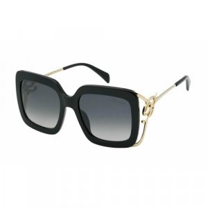 Солнцезащитные очки , прямоугольные, оправа: пластик, для женщин, черный Blumarine. Цвет: черный