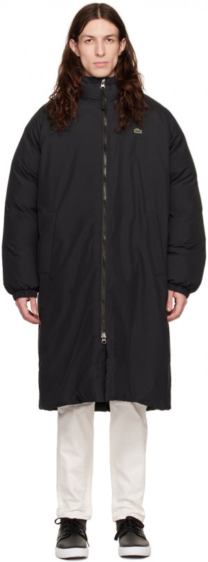 Черное вязаное пальто Lacoste