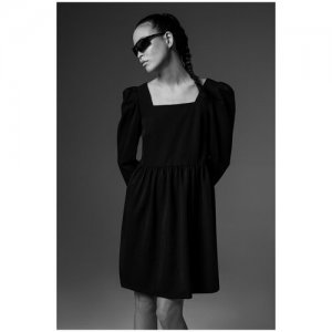 Черное платье с длинным рукавом INCITY. Цвет: черный