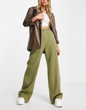 Классические прямые брюки цвета хаки с завышенной талией -Зеленый цвет NaaNaa