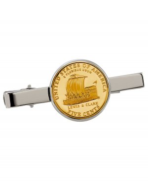 Позолоченный никелевый зажим для галстука монет в виде килевой лодки «Путешествие на запад» American Coin Treasures