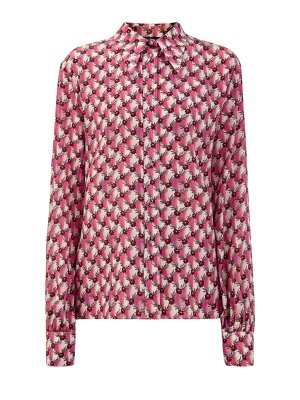 Блуза из струящегося шелка с объемными рукавами и принтом ETRO. Цвет: розовый