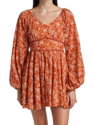 Мини-платье Blakely с цветочным принтом Caroline Constas, оранжевый CONSTAS