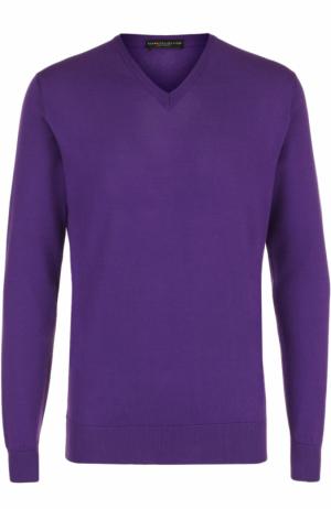Хлопковый пуловер тонкой вязки TSUM Collection. Цвет: фиолетовый