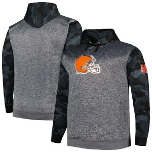Мужской пуловер с капюшоном и камуфляжным принтом Cleveland Browns Big & Tall логотипом Heather Charcoal Fanatics