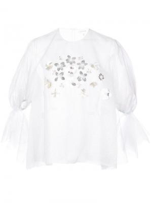 Прозрачная блузка с цветочной вышивкой пайетками Delpozo. Цвет: металлик