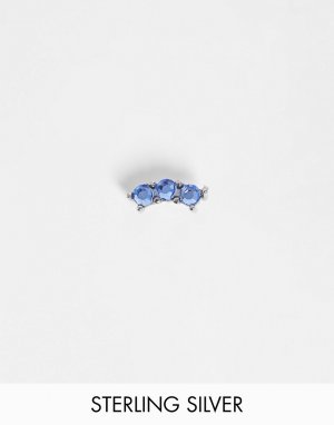 Серьга-гвоздик из стерлингового серебра для хрящевой части уха с голубыми кристаллами -Голубой Kingsley Ryan