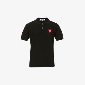 Рубашка-поло из хлопка с принтом в виде сердца , черный Comme des Garçons