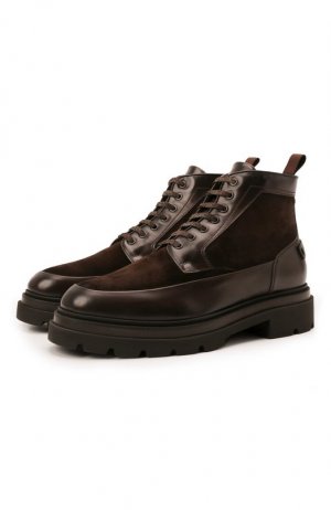 Комбинированные ботинки Santoni. Цвет: коричневый