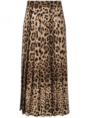 Плиссированная юбка макси с леопардовым принтом Dolce & Gabbana