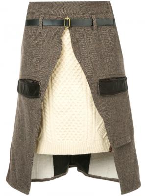 Контрастная многослойная юбка 77Circa. Цвет: многоцветный
