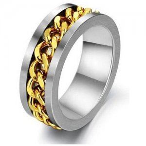 Кольцо, размер 21.5, серебряный, золотой 2beMan. Цвет: серебристый/золотистый