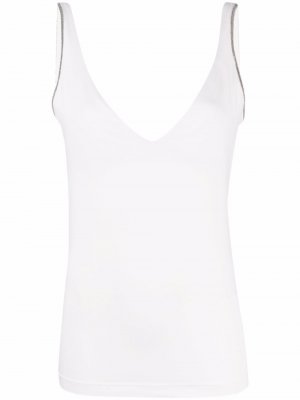 Cotton-blend vest top Brunello Cucinelli. Цвет: белый