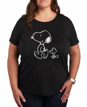 Модная футболка больших размеров с рисунком Snoopy , черный Air Waves