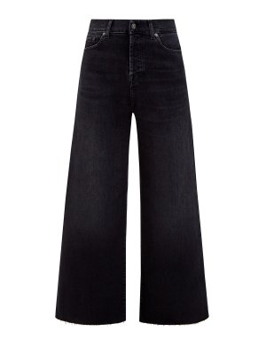 Широкие джинсы-клеш с эффектом необработанного края 7 FOR ALL MANKIND. Цвет: черный