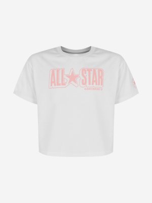 Футболка для девочек All Star, Белый, размер 128 Converse. Цвет: белый