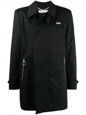 Однобортное пальто Mac с капюшоном Off-White. Цвет: черный