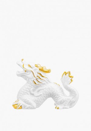 Фигурка декоративная Elan Gallery Китайский дракон, белая с золотом, 12х5х9 см. Цвет: белый