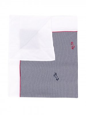 Полосатое одеяло с вышитым логотипом Harmont & Blaine Junior. Цвет: белый