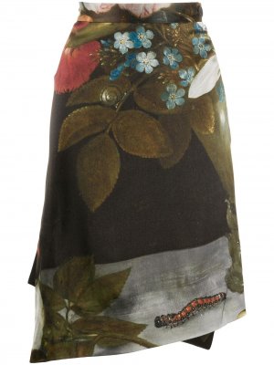 Юбка миди асимметричного кроя с цветочным принтом Vivienne Westwood. Цвет: коричневый