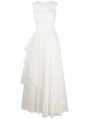 Кружевное длинное платье Alberta Ferretti. Цвет: белый