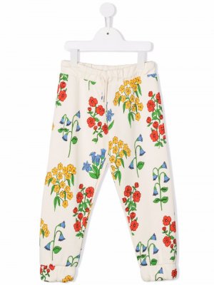 Спортивные брюки с цветочным принтом Mini Rodini. Цвет: бежевый