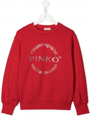 Свитер с логотипом Pinko Kids. Цвет: красный